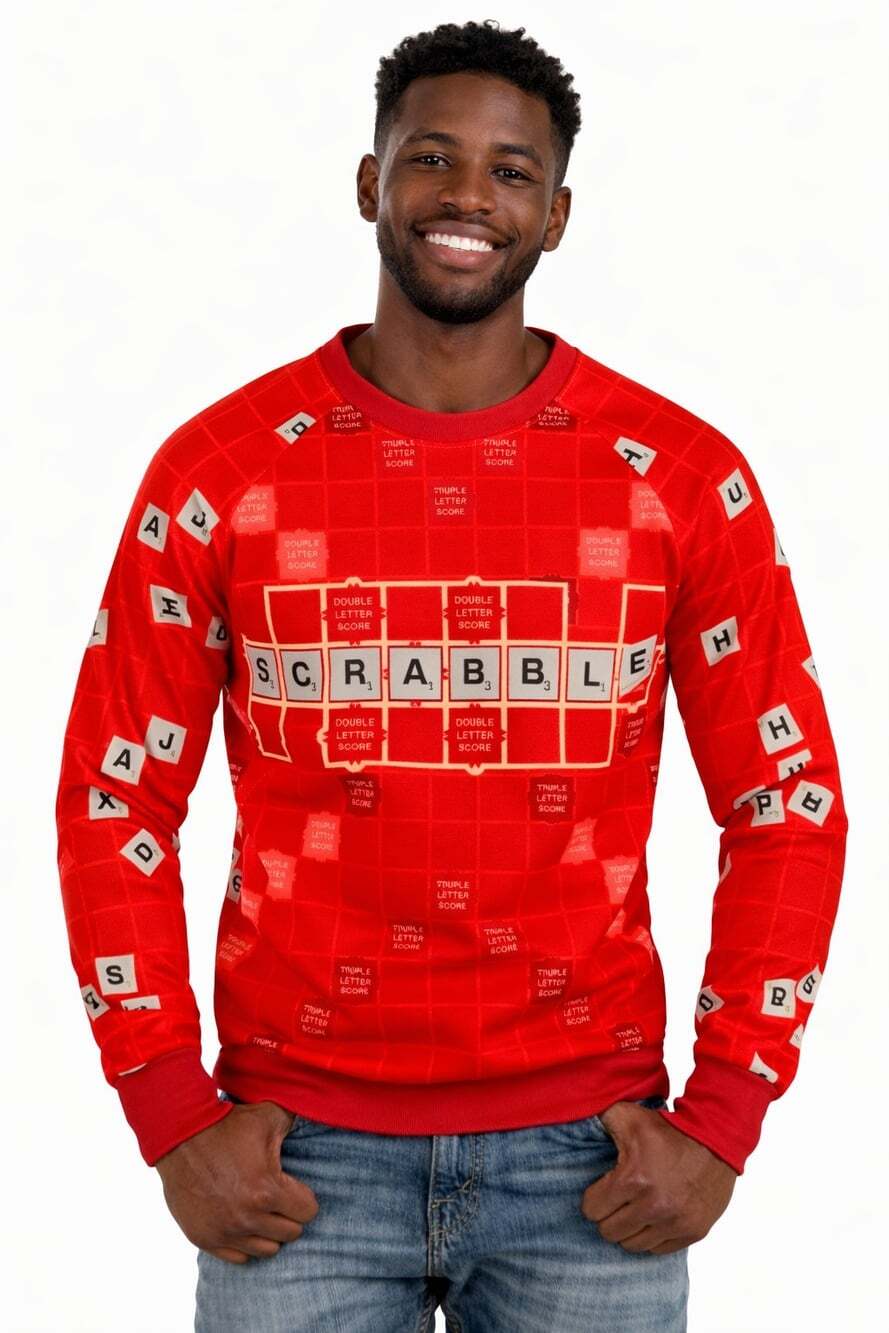 Hasbro Gaming SCRABBLE Board Game Adult Sweatshirt Medium New NWT Excellent